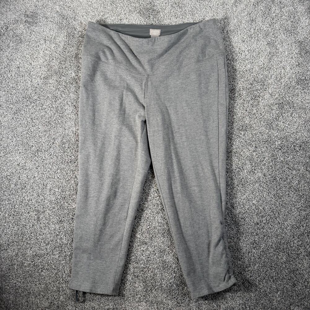 Chicos Zenergy Capri Pants 2P 32x21 Gray Knit Ruched Hem Pull On Stretch Travel
